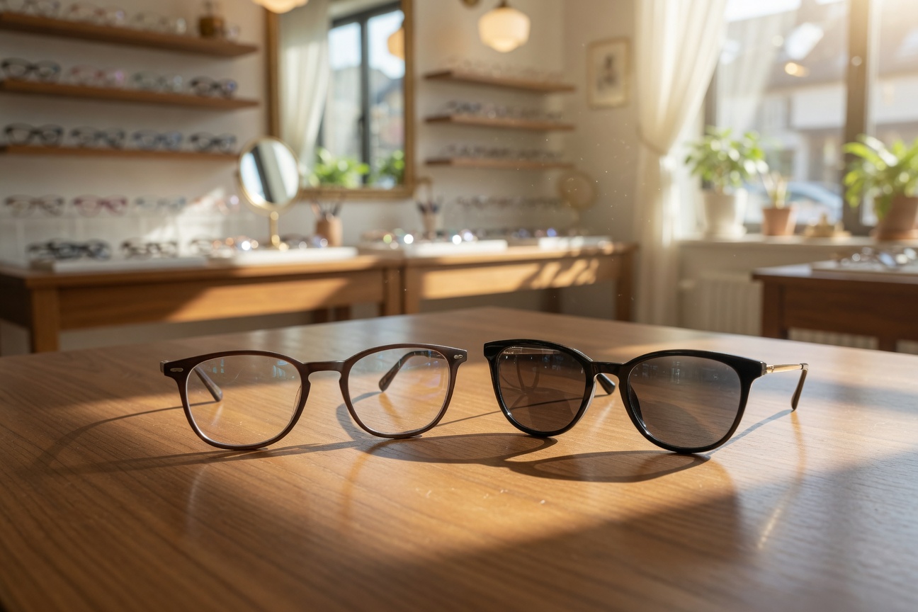 Zwei Brillen – Sonnenbrille und Korrektionsbrille – 40 % Rabatt auf die zweite Fassung im Juni 2026 bei Optik Johann Tholey